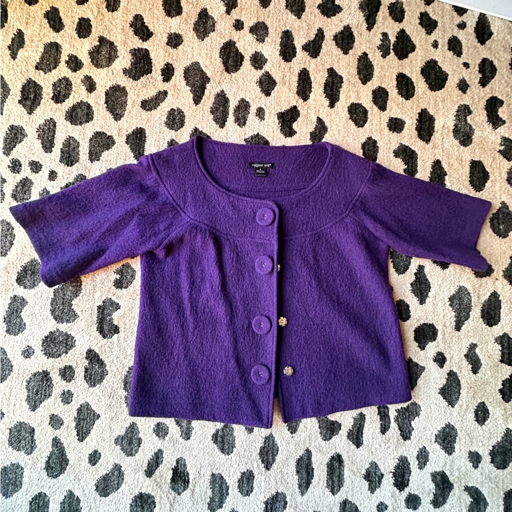 Wool Elbow Sleeve Cardigan / Coat Large Snap Closures Classic Oversized Small